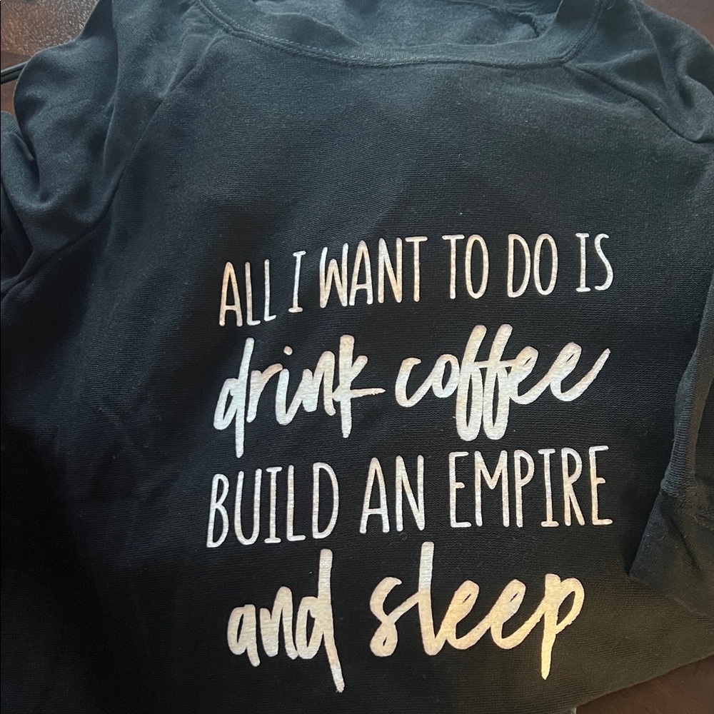 Women's Long Sleeve Tee - Black with White Text